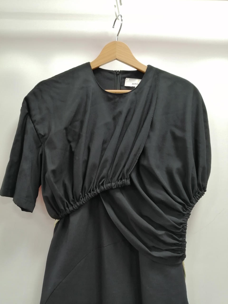 AKIRANAKA Black Puff Kimono Sleeve Jersey Dress 4US Sz S Midi 46in