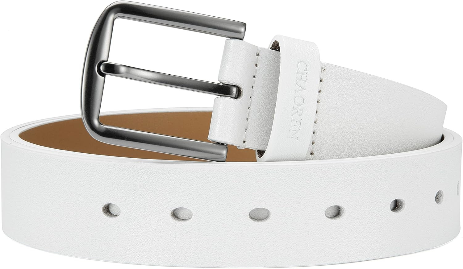 Mens Belts Leather – 35mm Genuine Leather Belt for Jeans – Men Gift 36 White