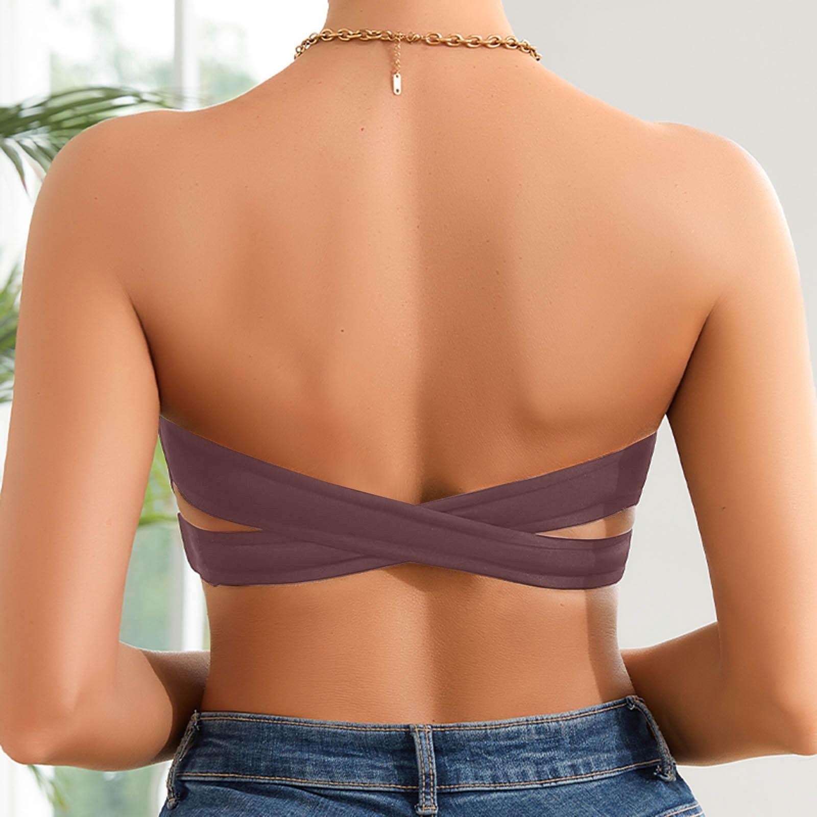 Women’s Stretchy Bandeau Top Wireless Seamless Comfort Padded Strapless Bra