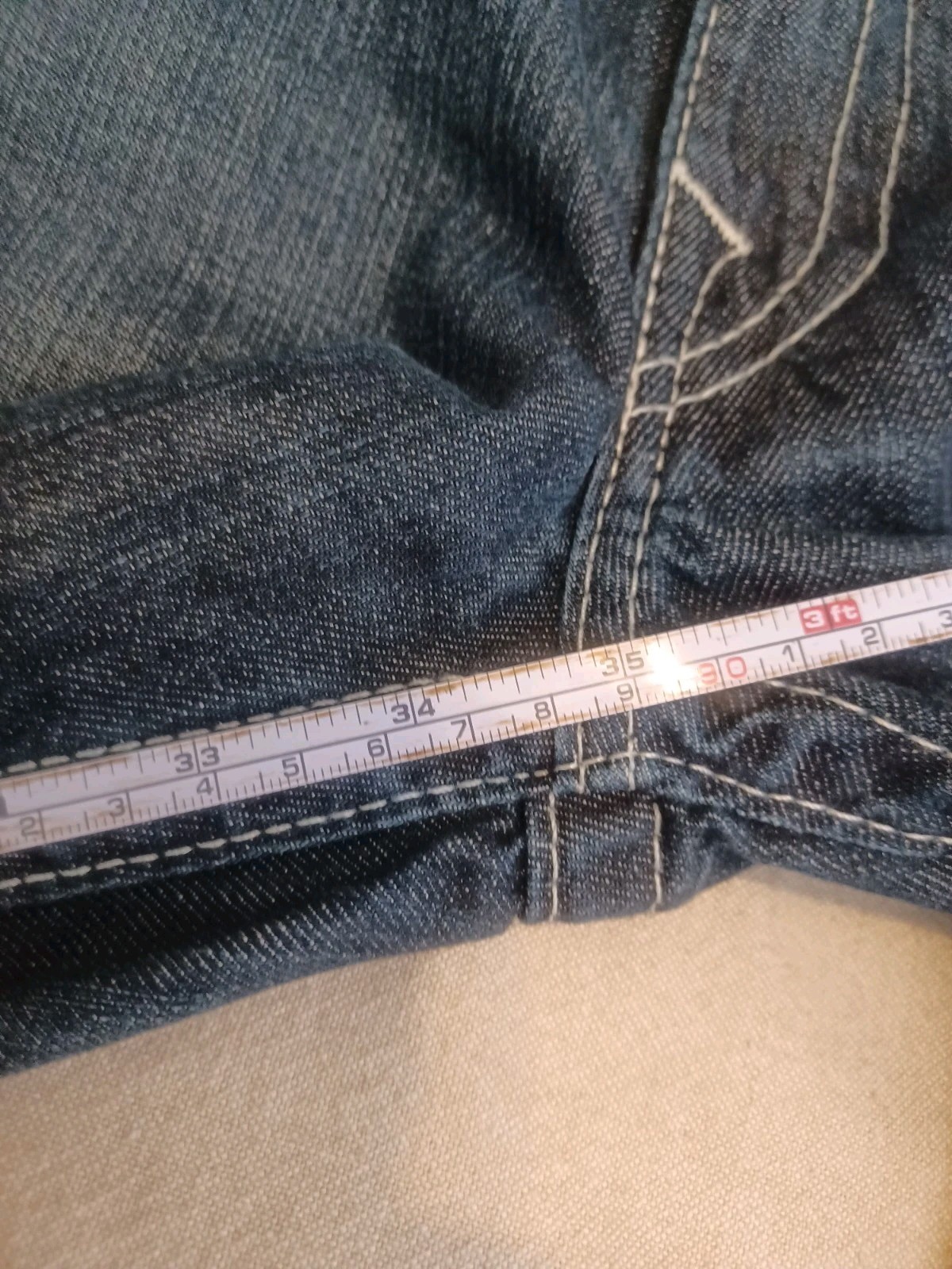 Rare True Religion Straight Flap Jeans Mens 40×35 Thick Stitch Streetwear READ