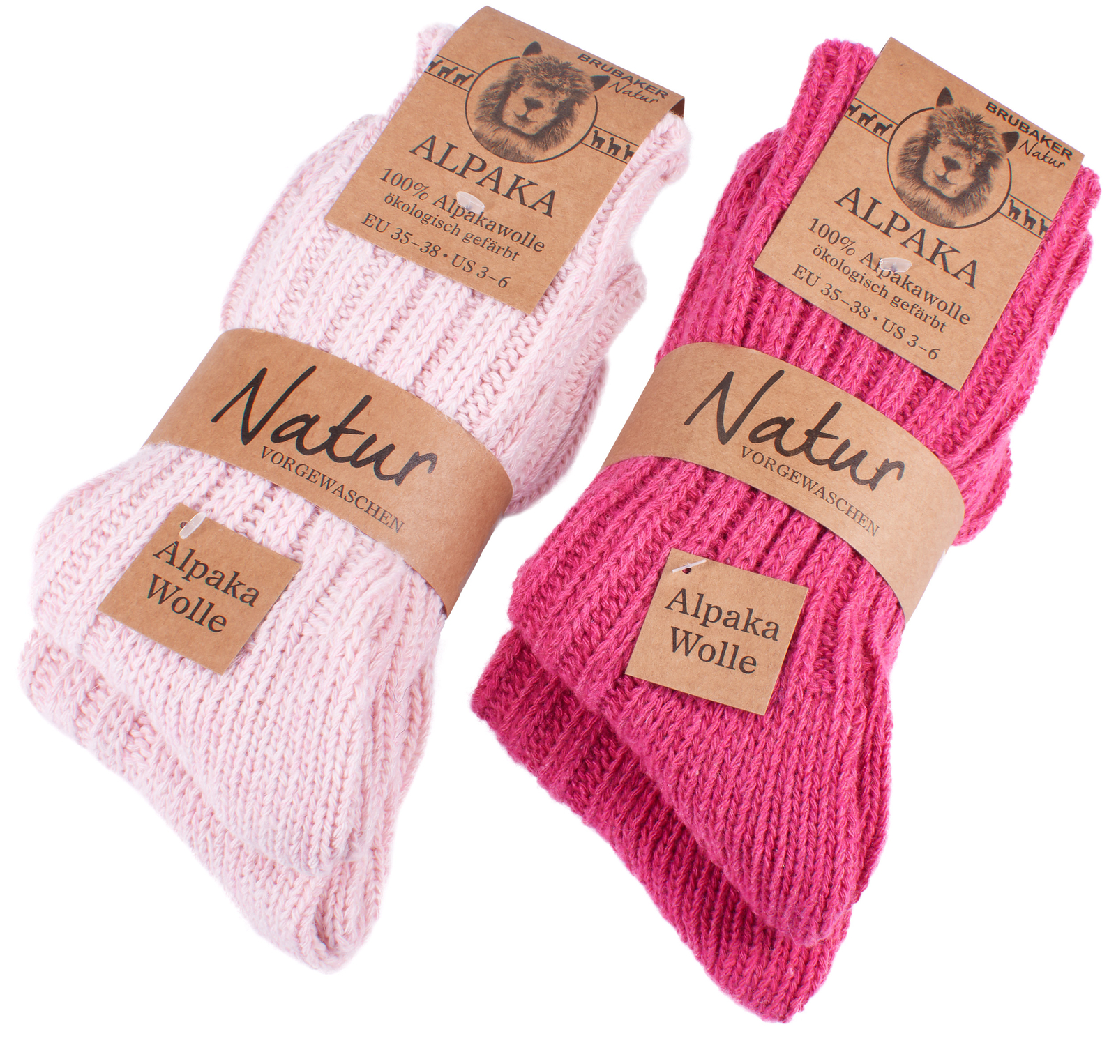 BRUBAKER Men’s Women’s Alpaca Wool Socks Winter Socks for Men Women 4 Pair Pack
