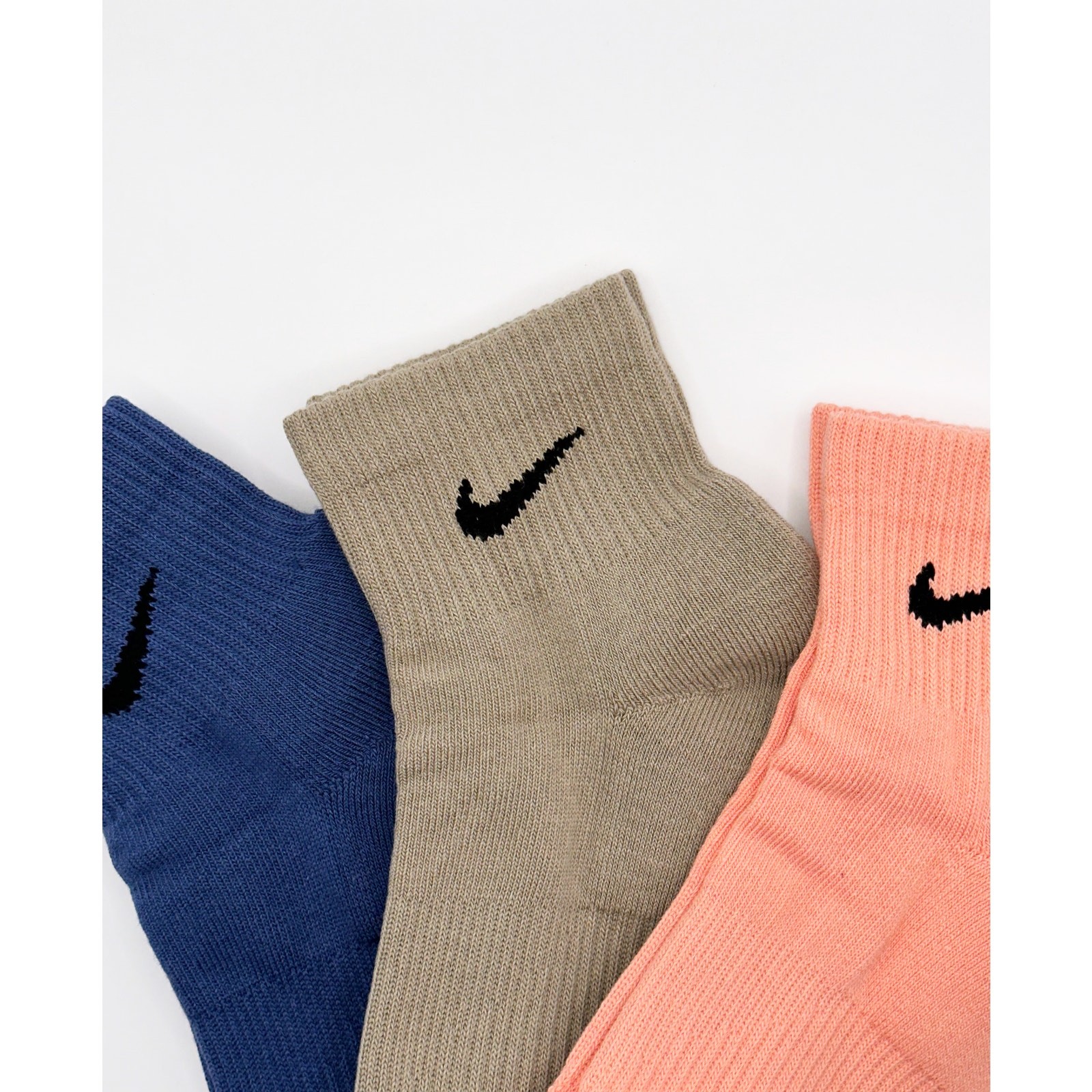 3 Pairs NWOT NIKE Plain Style Cotton Quarter Socks Dri Fit Size MEDIUM
