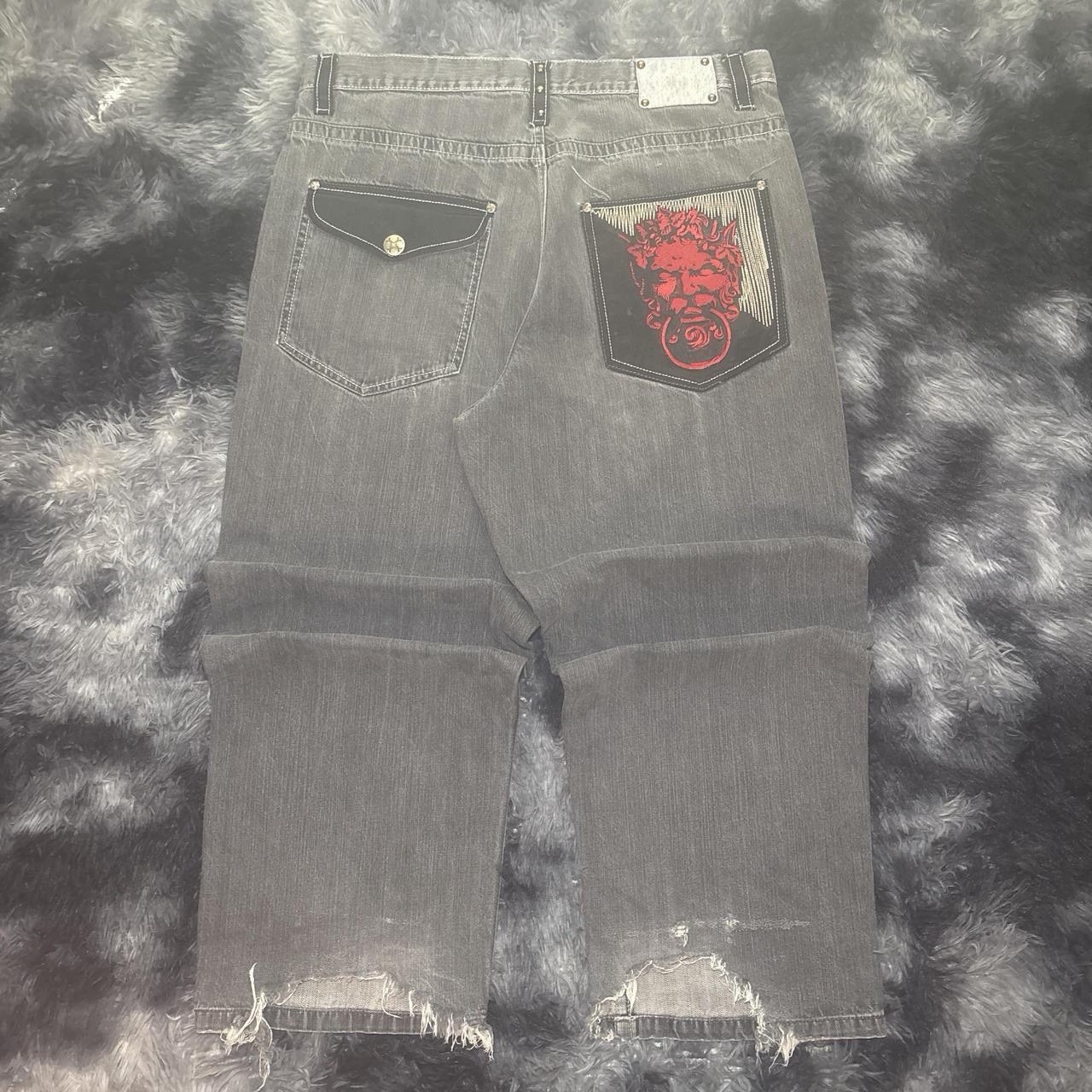 Y2K MARQ SEVENTY FIVE EMBROIDERED BAGGY JEANS GRAIL Size 42