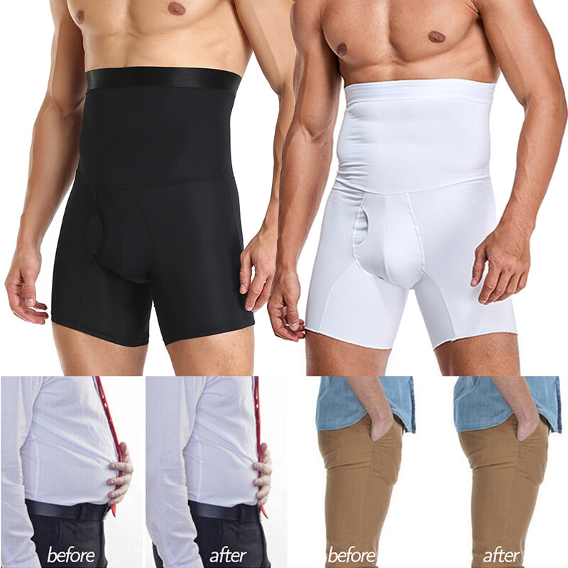 Men’s Compression High Waist Boxer Shorts Belly Slimmer Body Shaper Girdle Pants