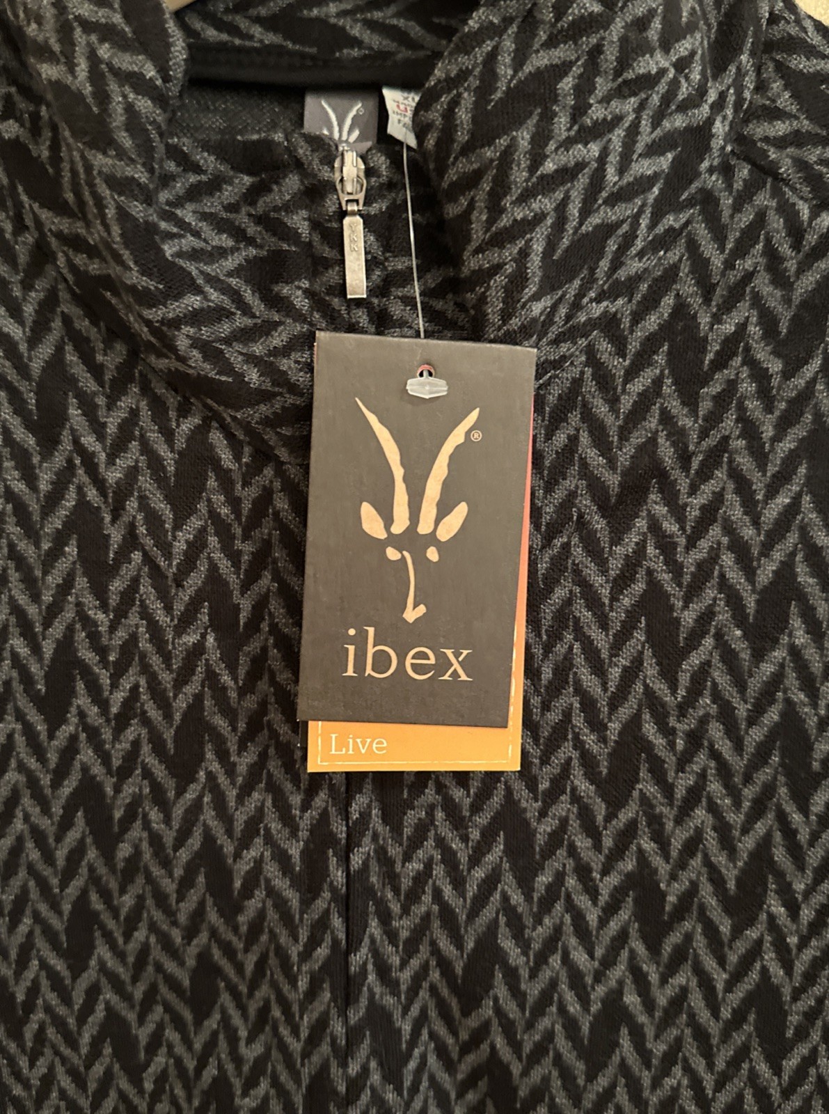NEW! IBEX Juliet Jacket Women’s XL Merino Wool Gray Black Jacquard Full Zip $160