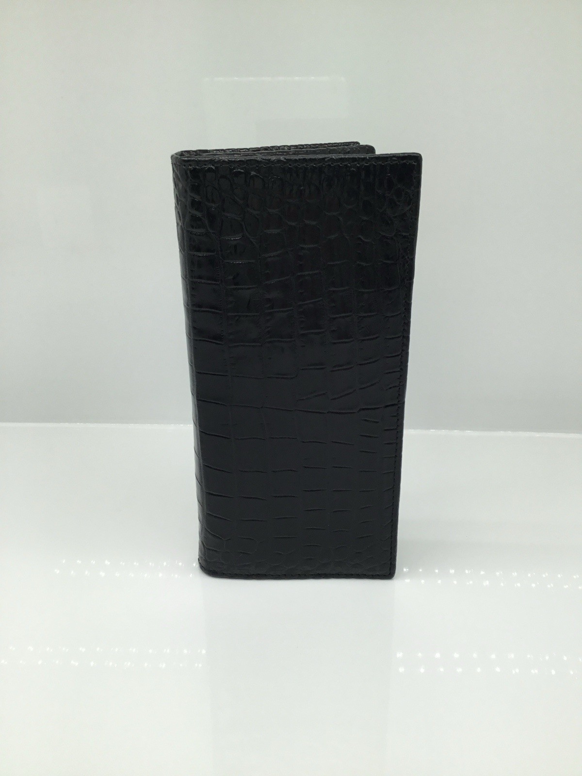 Genuine Crocodile Skin Long Bifold Wallet Exotic Full-Grain Leather Inside & Out