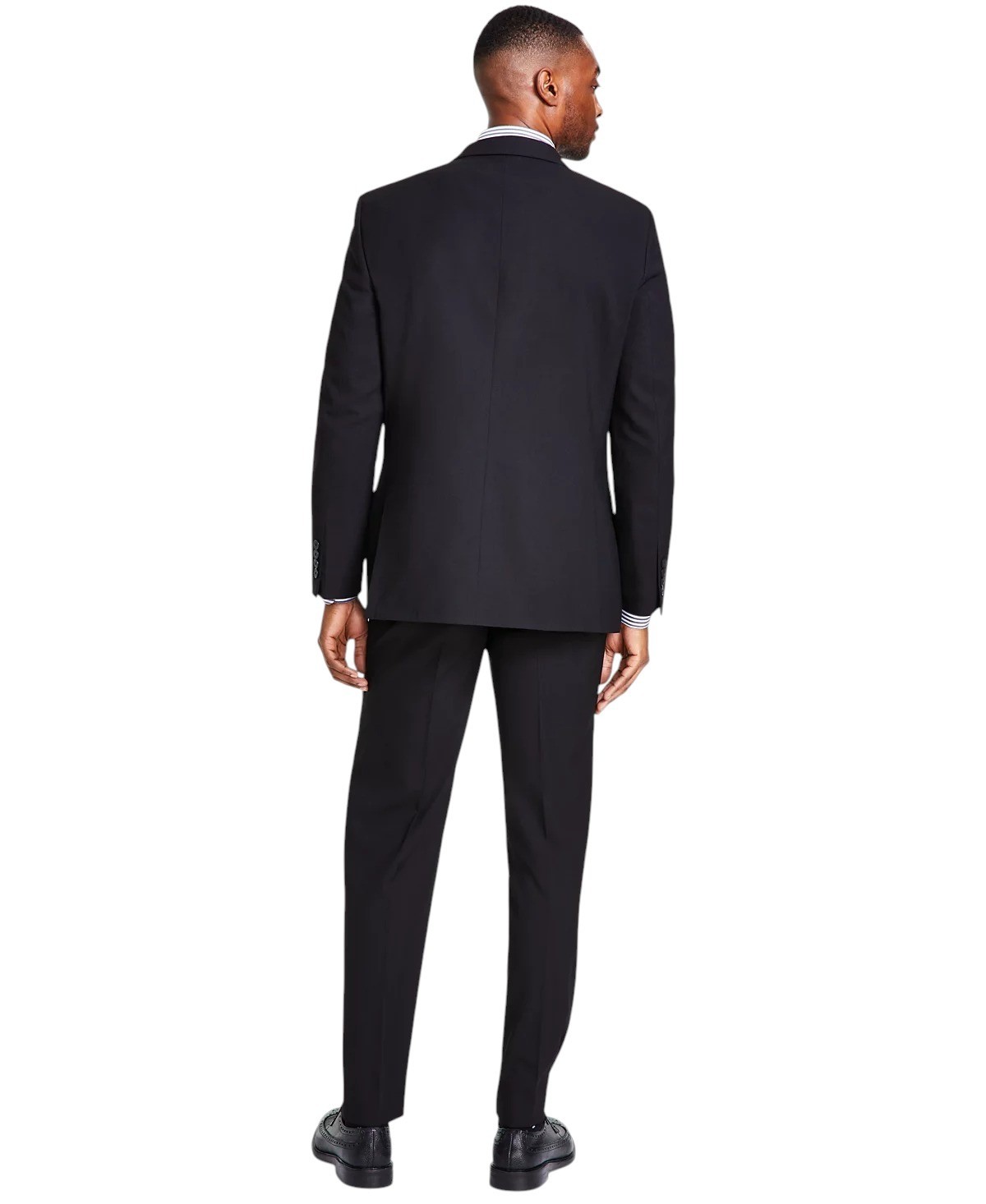 Nautica Mens Modern fit 2 Piece Suit 42 L / 36 Waist Black Solid Stretch