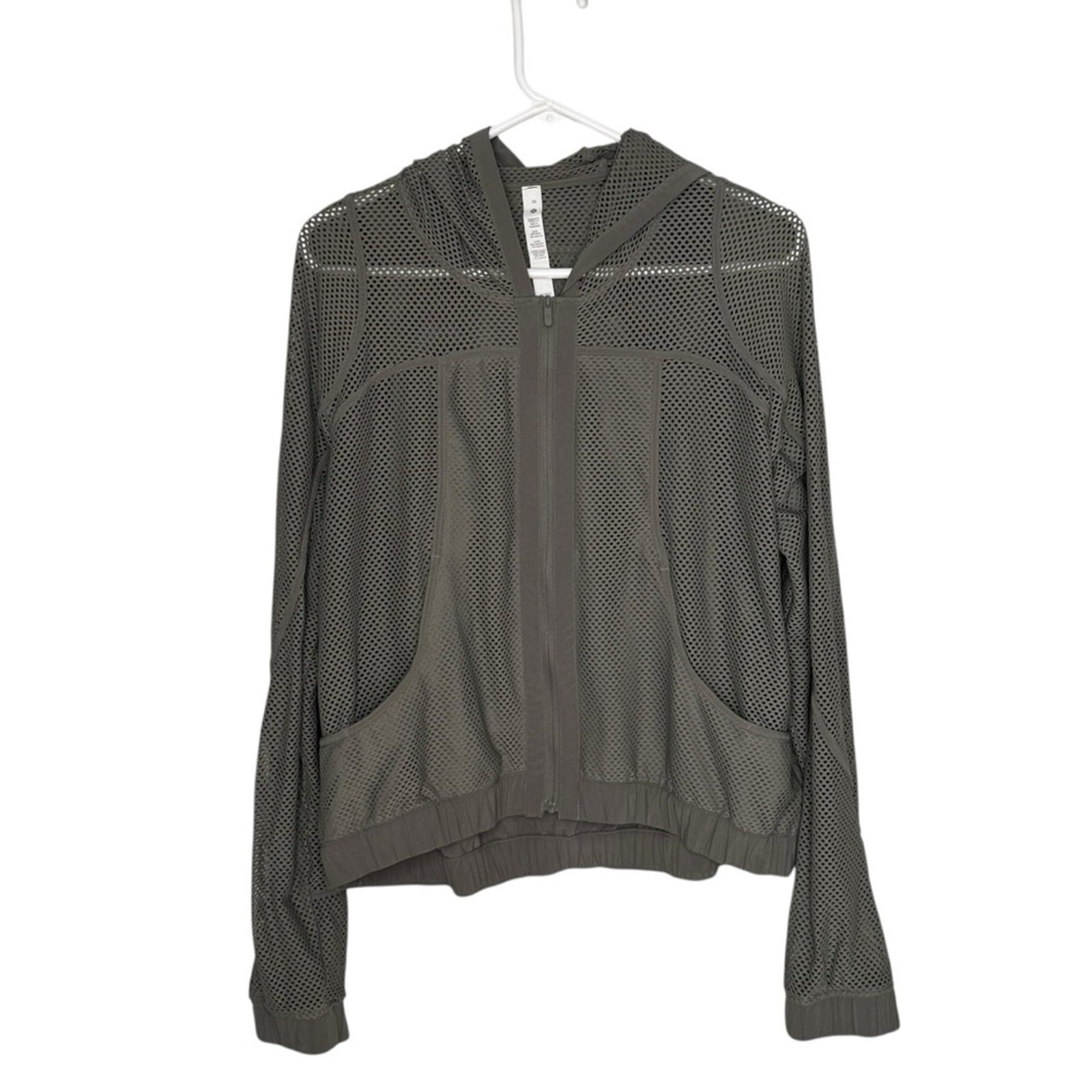 LuLuLemon 10 Green Nylon/Elastane Long Sleeve Mesh Relaxed Fit Hooded Jacket