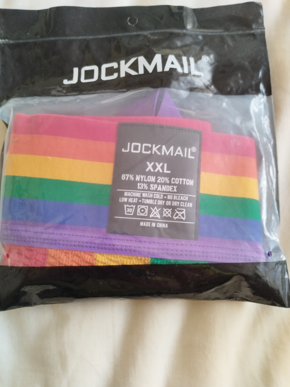 Jockmail Mens Rainbow Gay Pride Jockstrap Sexy Jock strap Underwear-2XL NWT