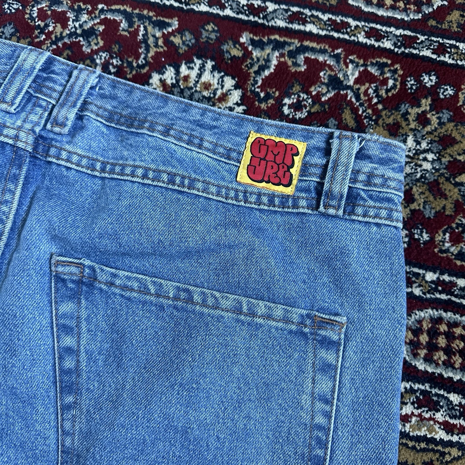 Empyre Mens Skate Jeans Size 40 Blue Loose Fit Light Wash Denim Baggy Streetwear