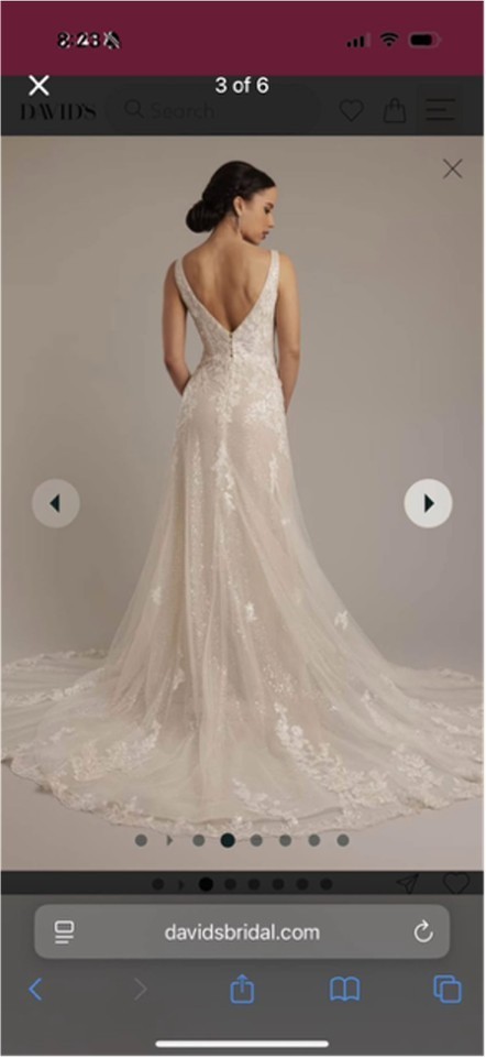 Galina Signature Wedding Dress Tulle Pluging Tankl size 10 A Line