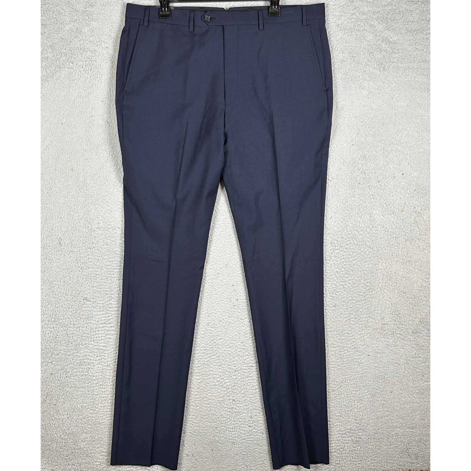 NEW Black Brown 1826 Pants Mens 37 Navy Slim Fit Dress Micro Texture Flat Front