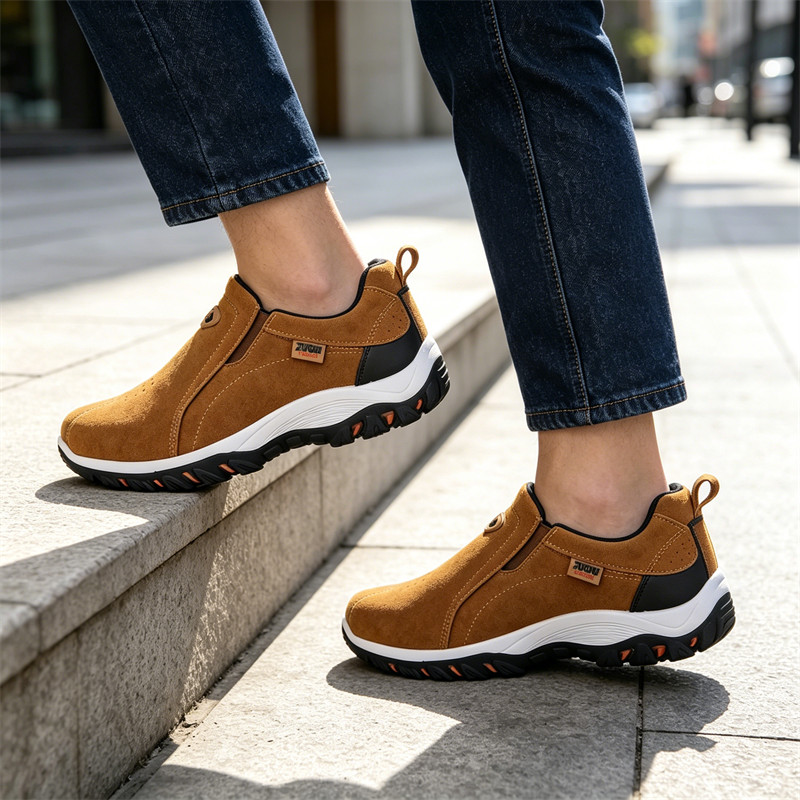 Men Lightweight Slip On Hiking Shoes Non-Slip Comfort Walking Sneakers