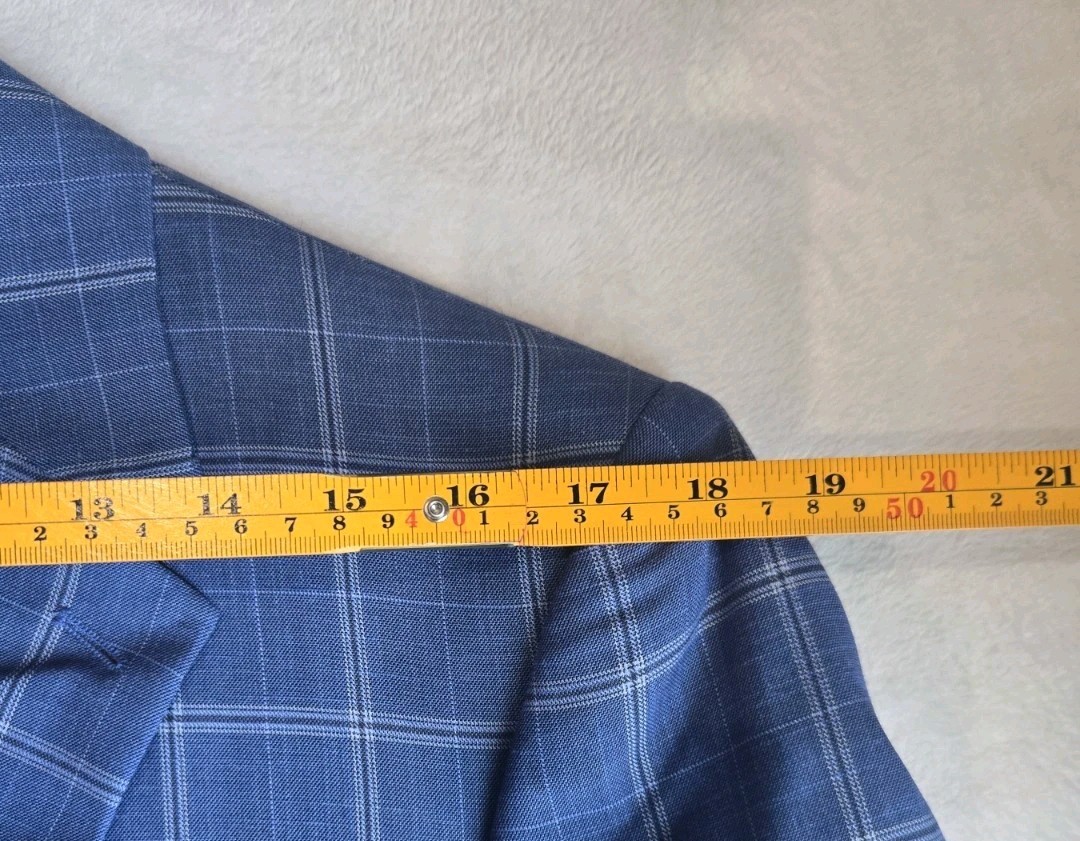 Lineage Performance Stretch Fabric Blue Windowpane 2pc Suit Mens 50R Pants W44