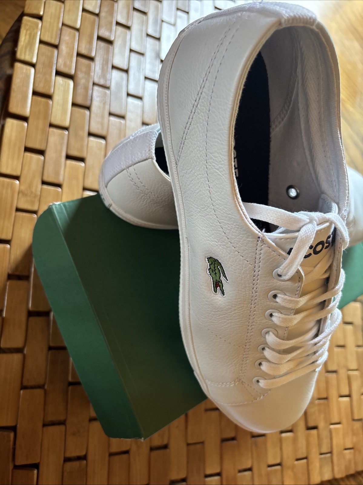 Lacoste Powercourt 125 2 SMA Mens White Leather Lifestyle Sneakers Shoes