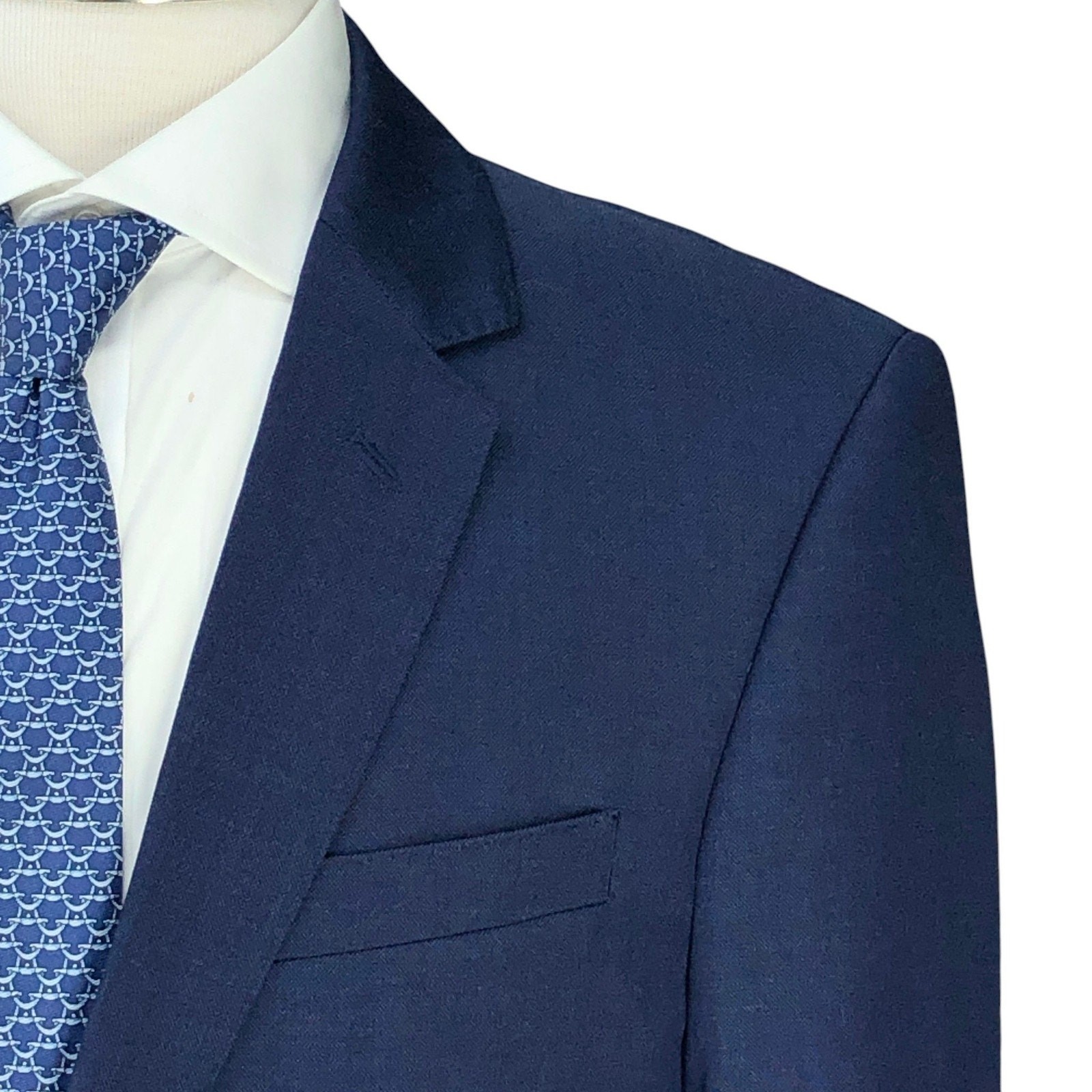 The BLK Tux Suit Mens 40S Navy Merino Wool Two Button Single Vented Tollegno
