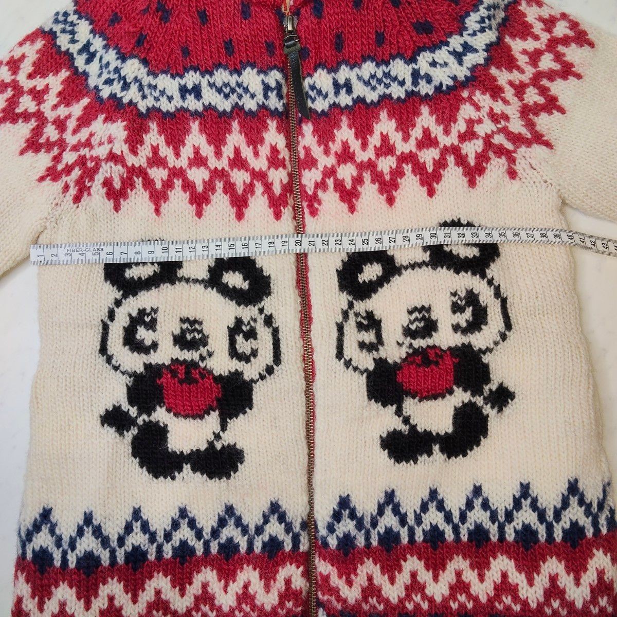 Hysteric Glamour Apple Panda Knit Cowichan Sweater Red One Size Wool Women’s