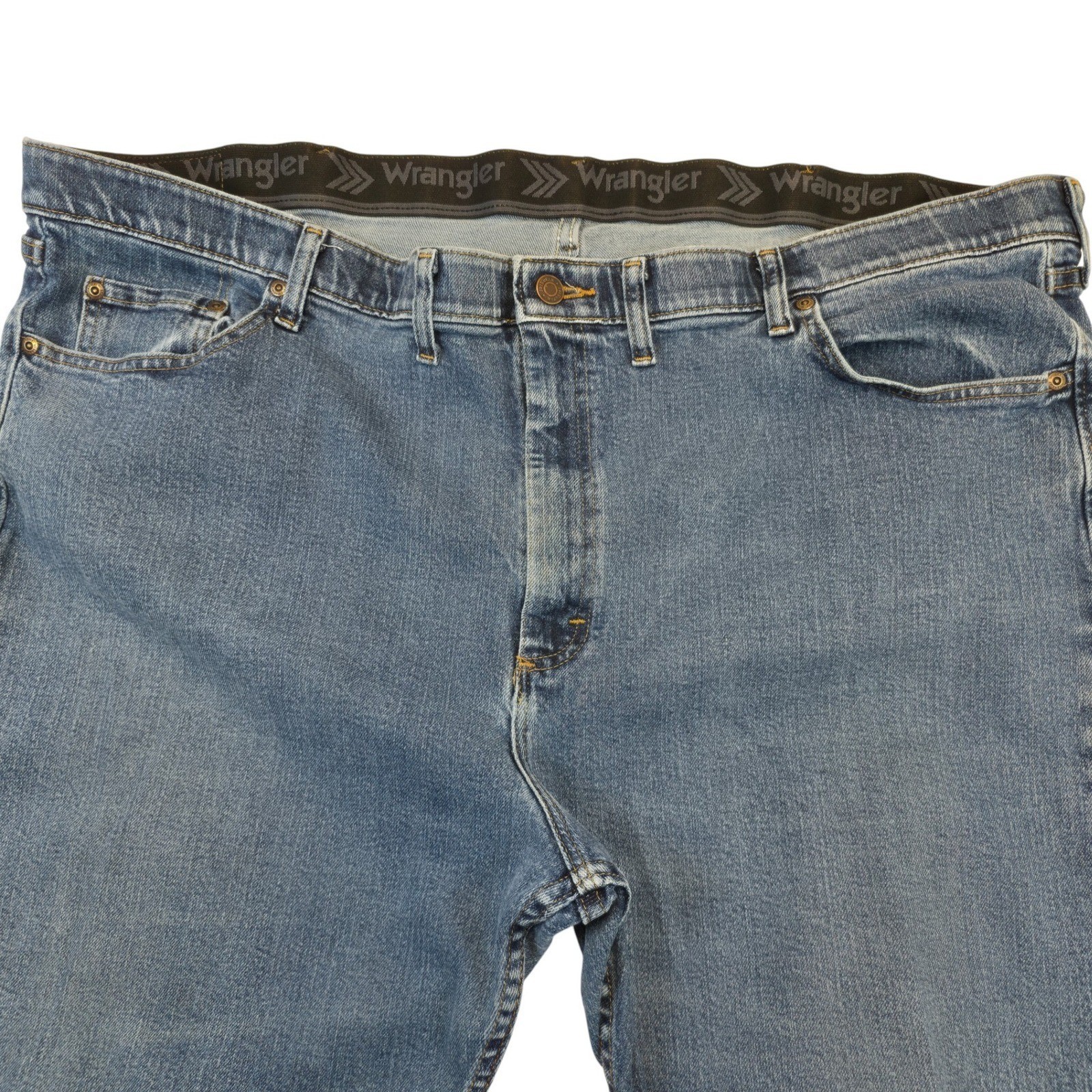 Wrangler Five Star Premium Denim Flex Waist Blue Straight Jeans 48×30 Workwear