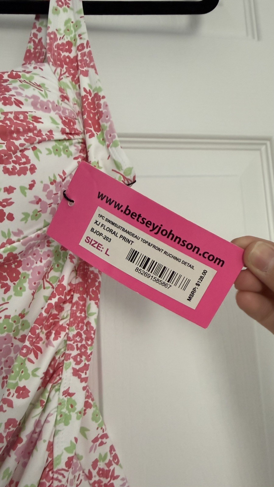 New Betsey Johnson Ruched one piece Swimsuit Pink Floral Size XL