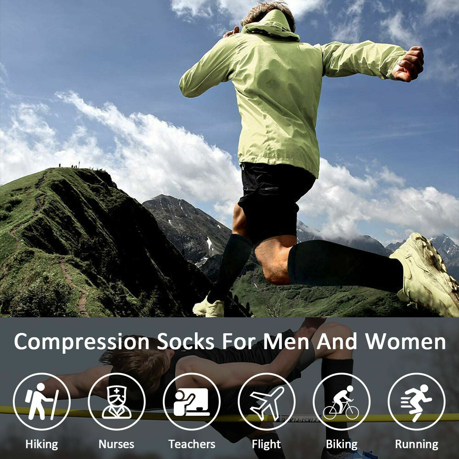 4Pairs Men Women Compression Socks Stockings Pain Relief Leg Foot Support Brace