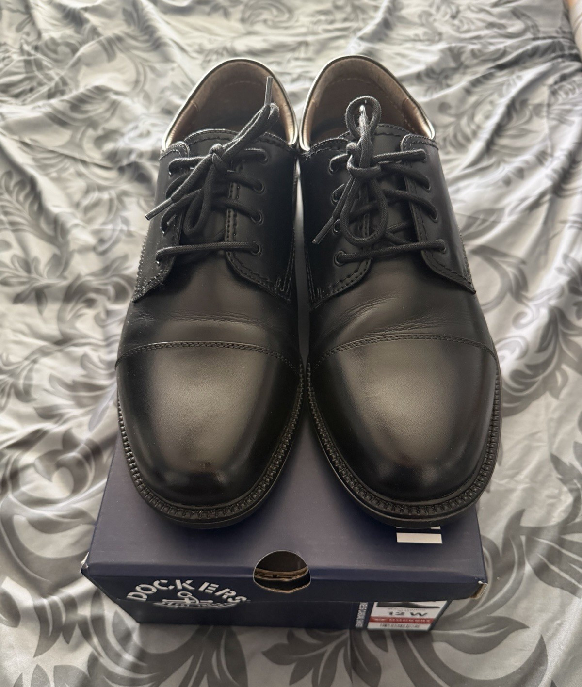Dockers Gordon Men’s Black Leather Lace-Up Oxford Shoes US 12 W