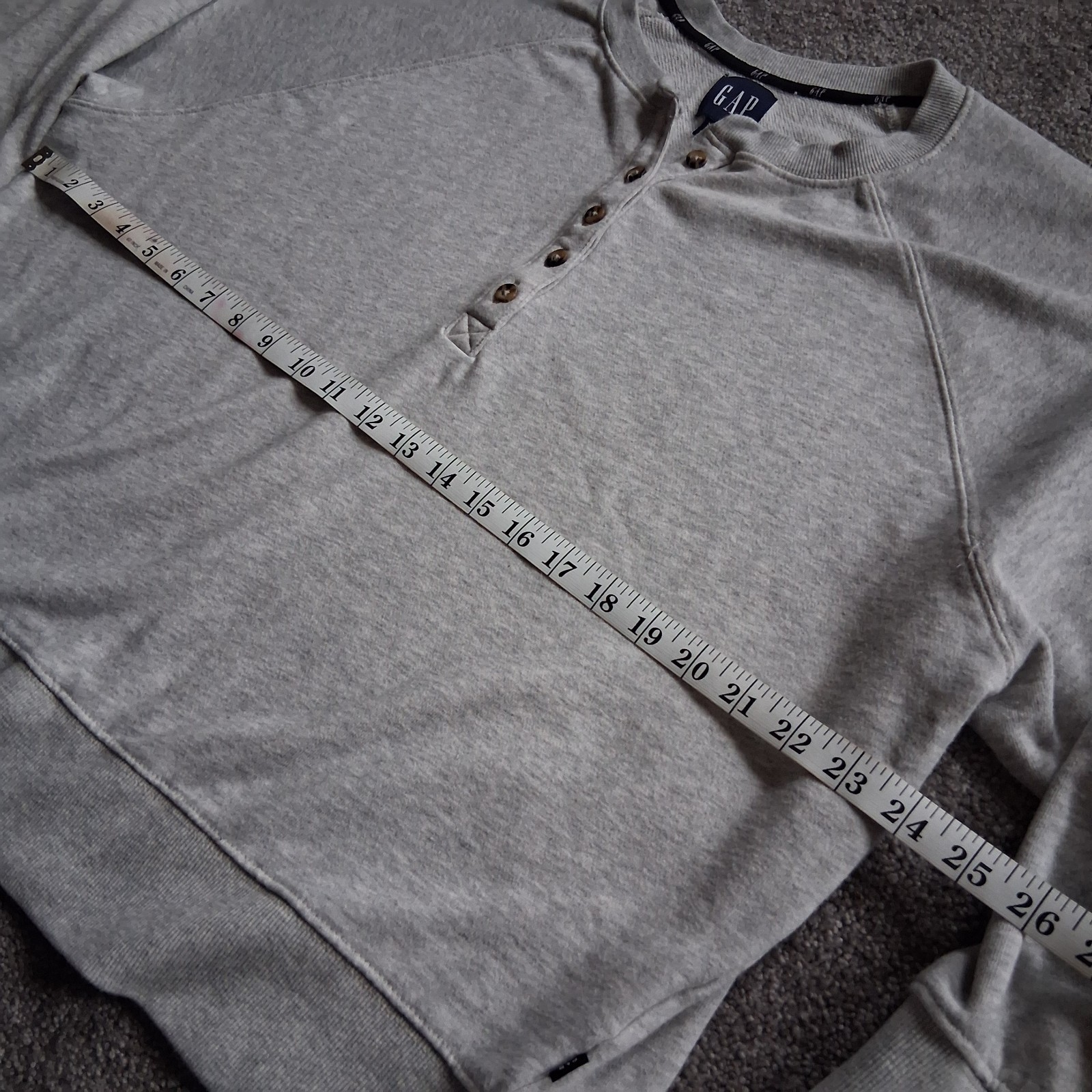 GAP Women’s Long Sleeve Henley Sweatshirt Heather Grey Size XXL EUC