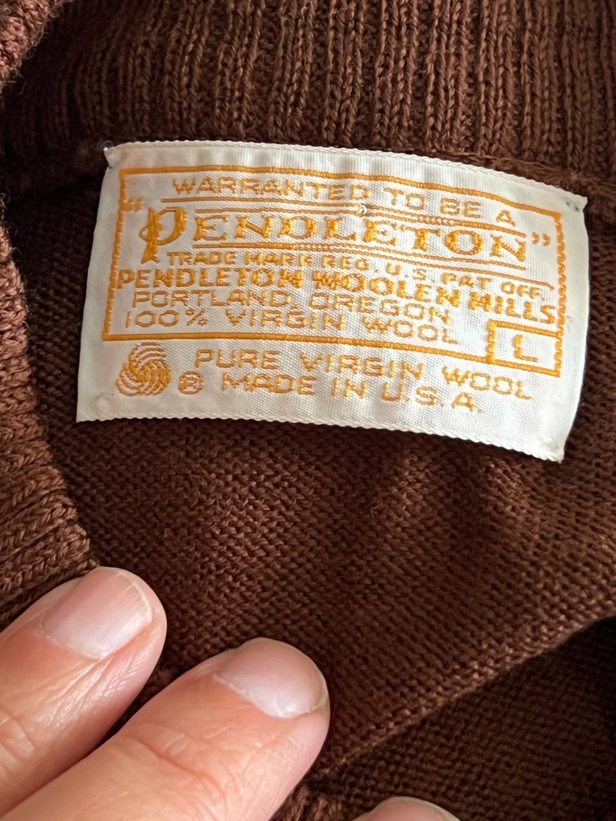 Brown Pendelton Wool mock neck pullover sweater Large USAmade