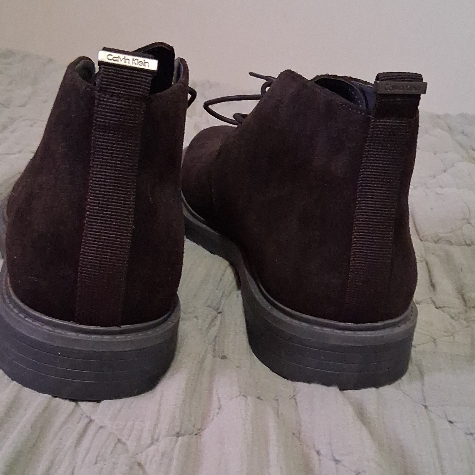 Calvin Klein Men’s Black Suede Chukka Ankle Boots Lace Up Round Toe 11