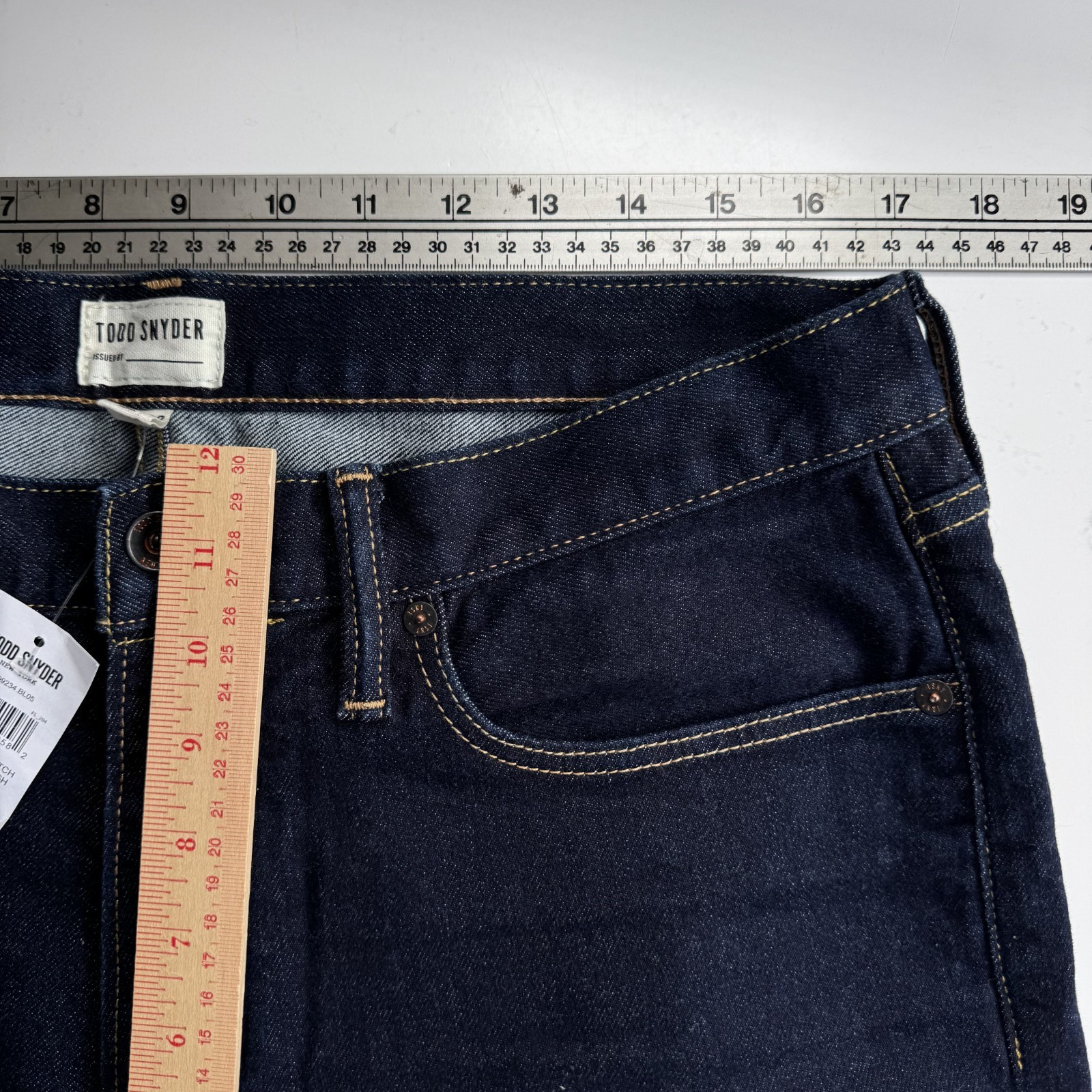 TODD SNYDER Skinny Fit Stretch Indigo Blue Rinse Wash Jean Denim Mens 34×30 NWT