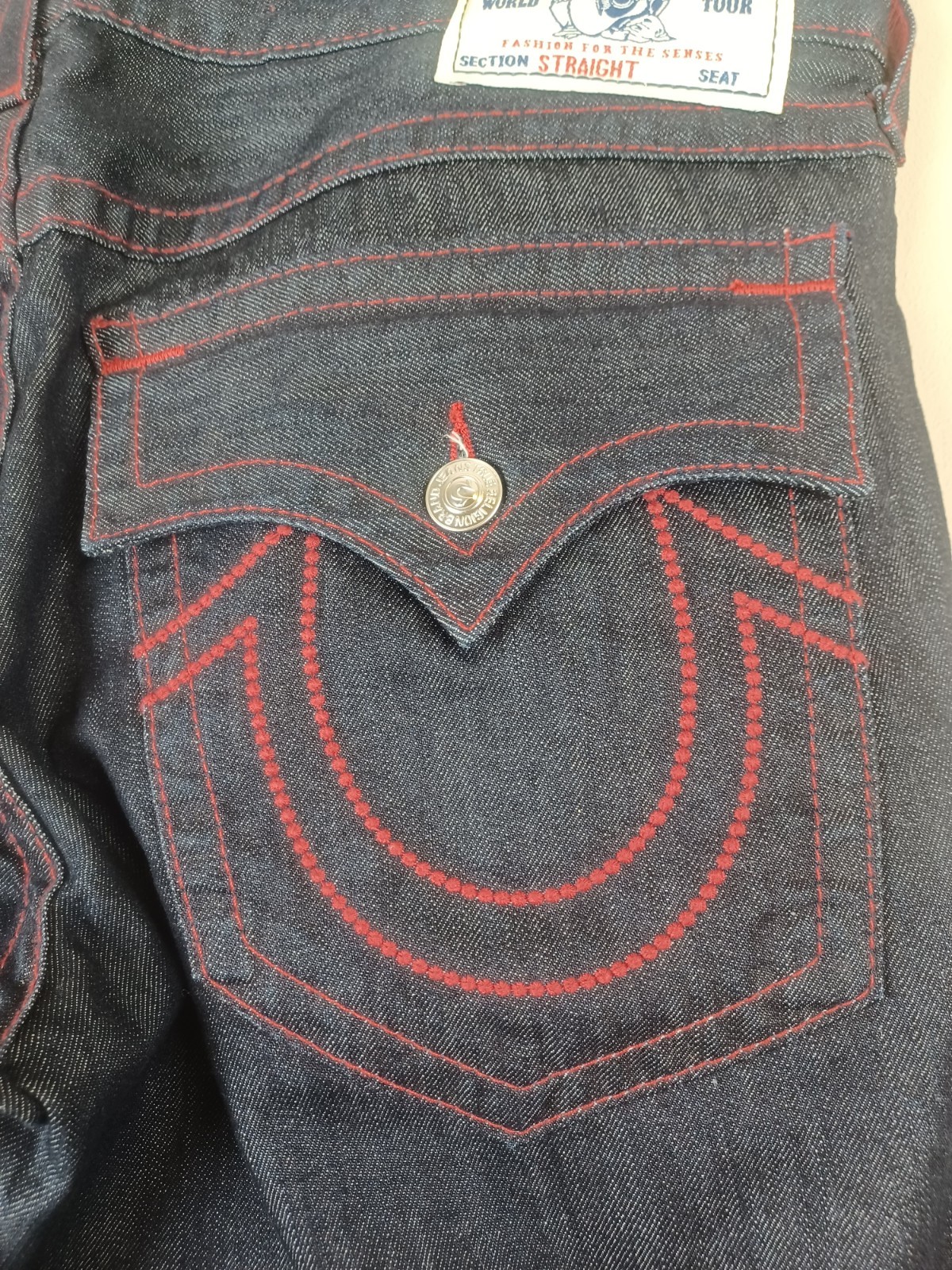 Rare True Religion Straight Flap Jeans Mens 40×35 Thick Stitch Streetwear READ