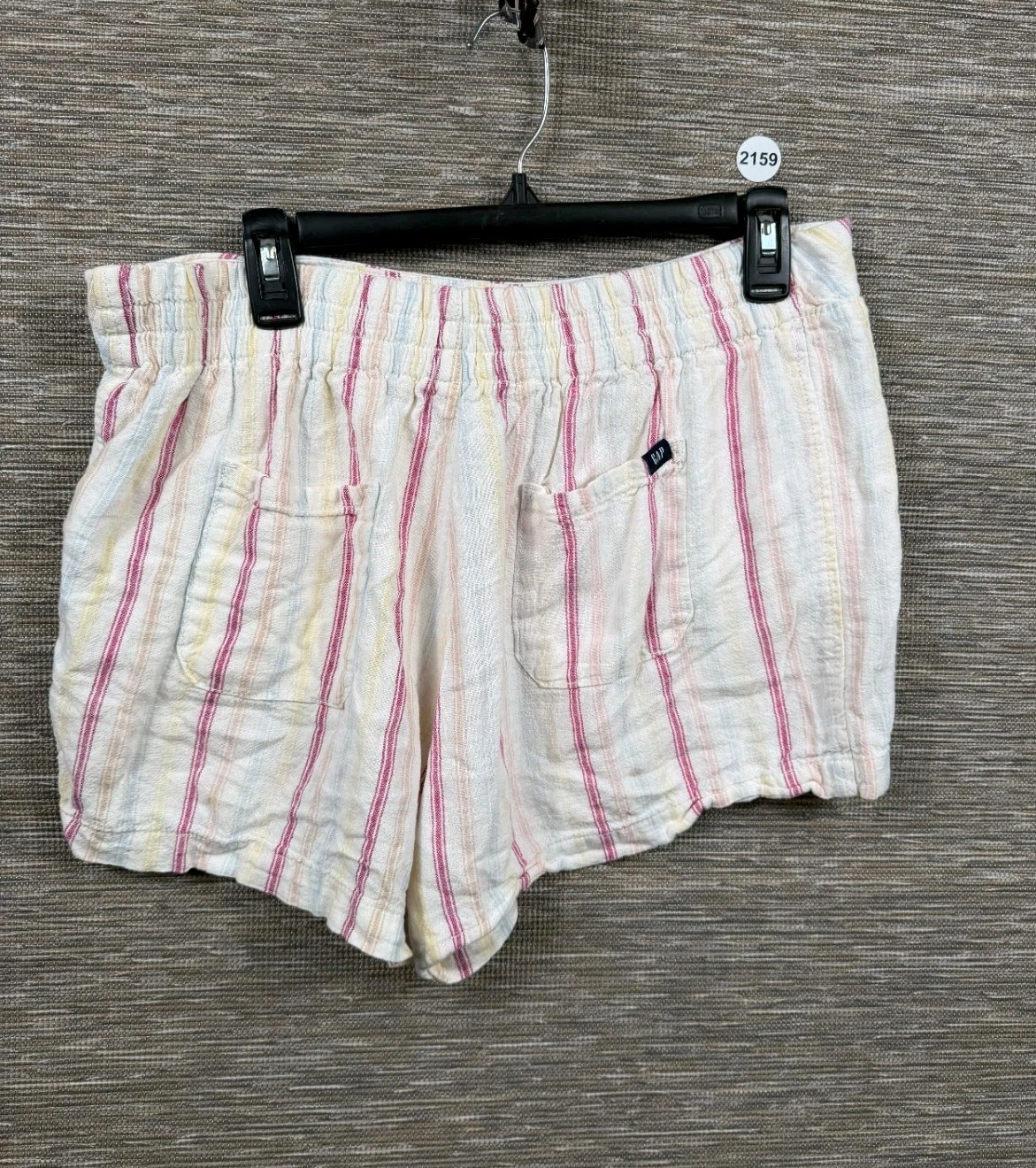 GAP Linen Blend Shorts Womens Size L Striped Multicolor Elastic Waist Casual
