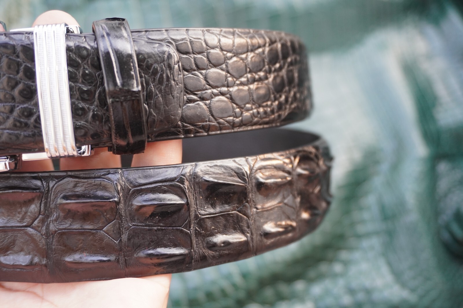 W 1.5 ” – Black Real CROCODILE Hornback LEATHER Skin Men’s Belt #F26