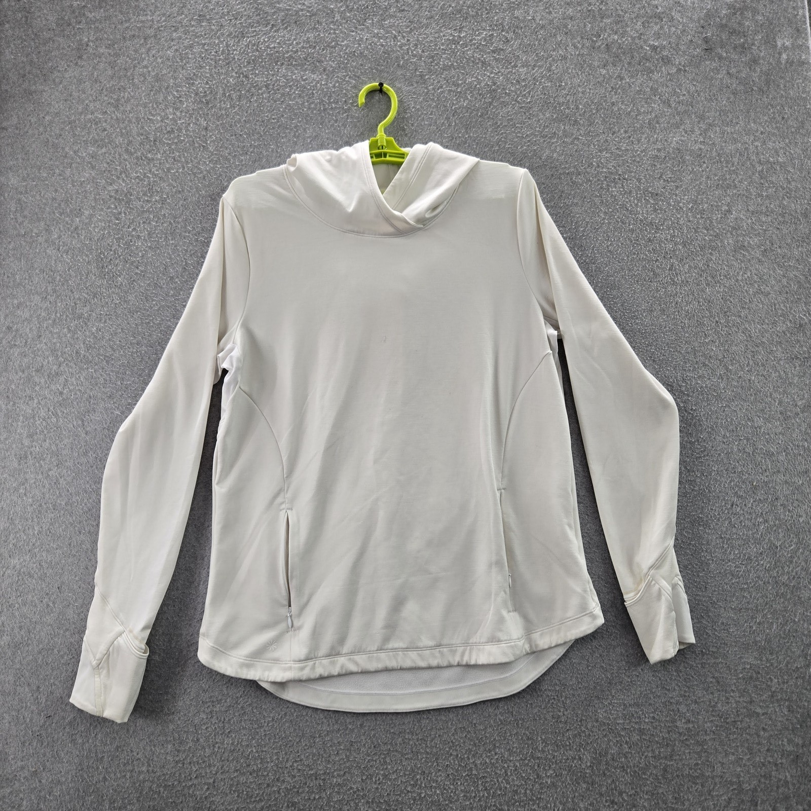 Athleta Women Hoodie L White Nylon Polyester Activewear Long Sleeve READ