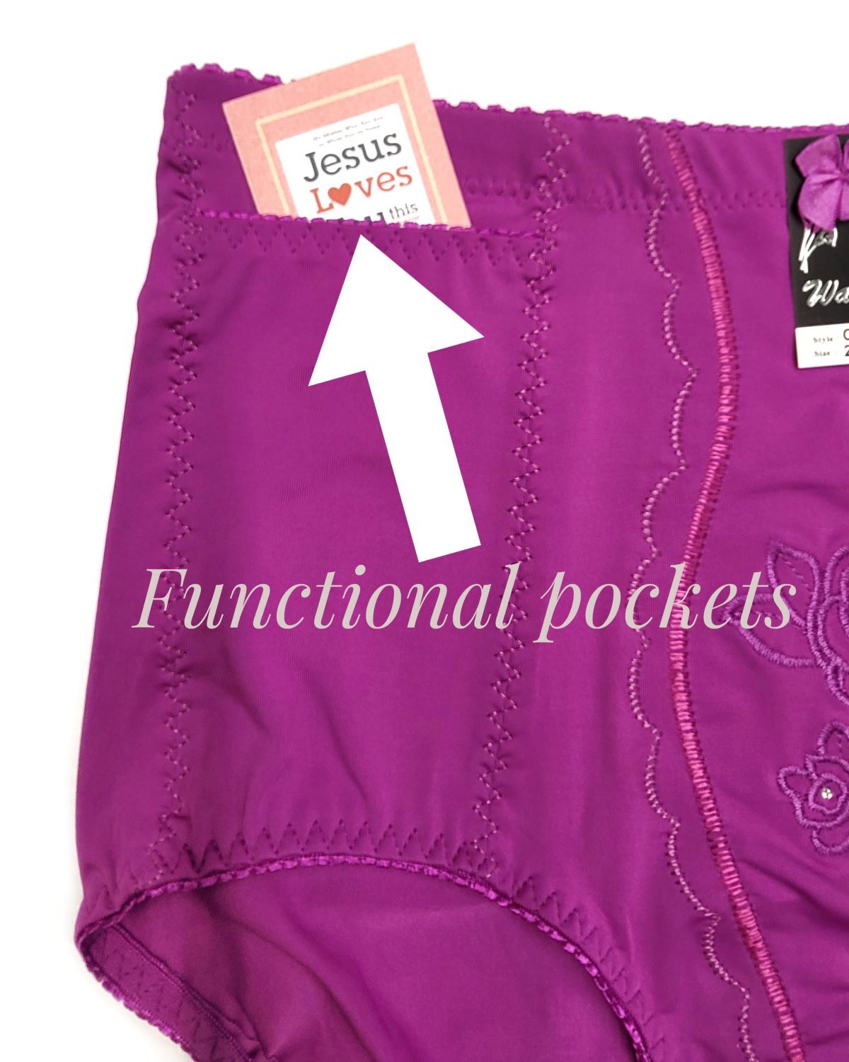 Women High Waist Pockets Tummy Control Full Coverage Girdle Brief Panties S-4XL