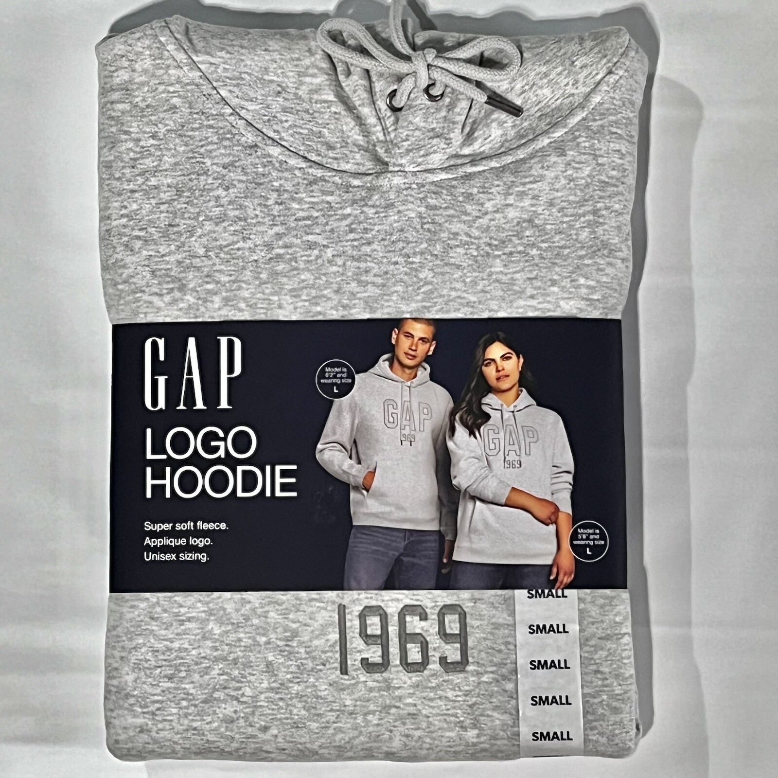 GAP Unisex Super Soft Long Sleeve 1969 Logo Pullover Hoodie Grey Size S NWT!