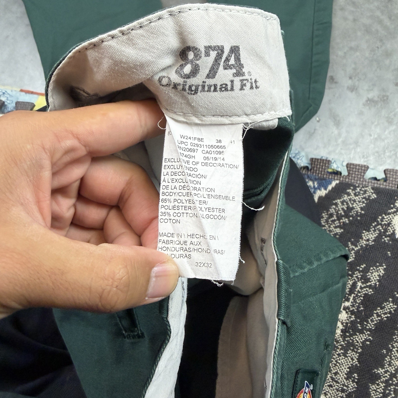 Dickies 874 Pants Mens 32×30 Green Work Wear Skateboard Flaws