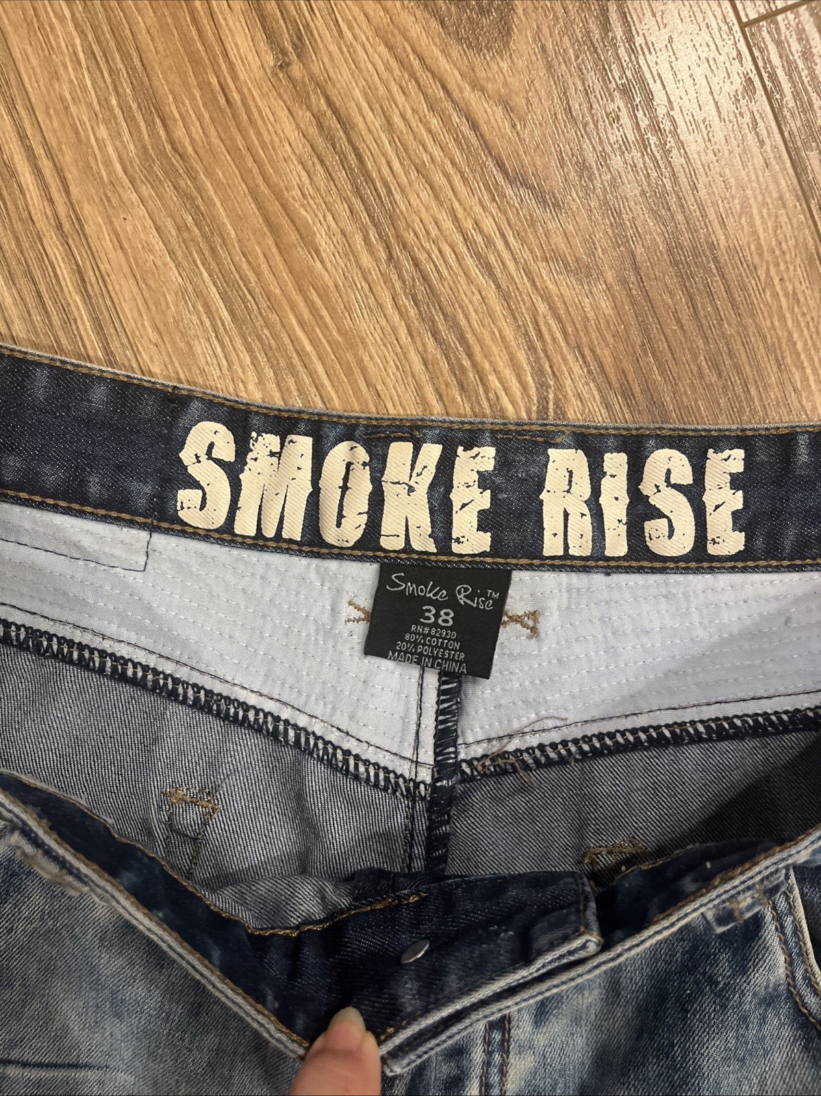 Smoke Rise Sz 38 Denim Shorts Cotton Blend “Rip & Repair” Style with Zippers EUC