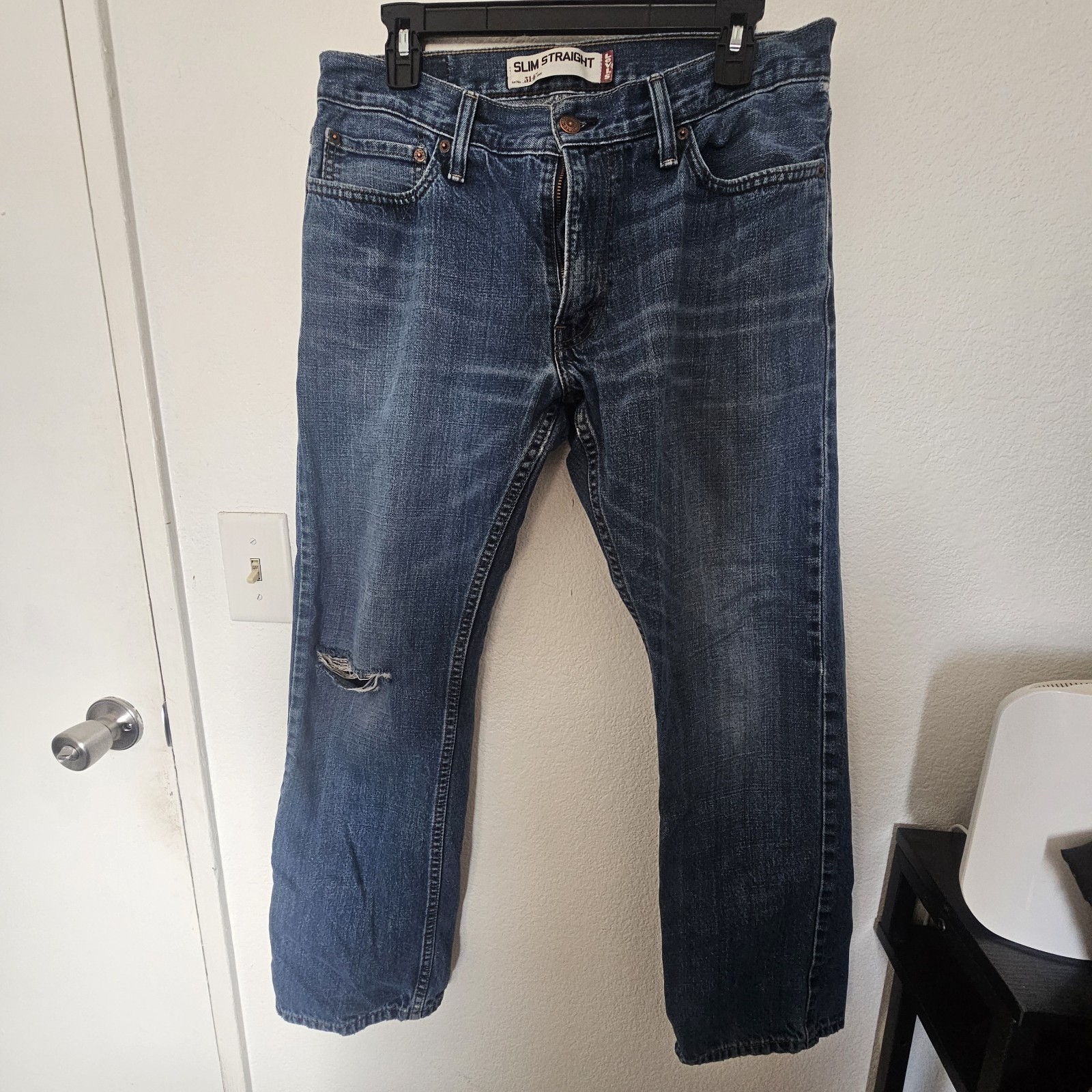Levi’s Slim Straight Distressed Blue Denim Jeans 500 Series Classic Men’s