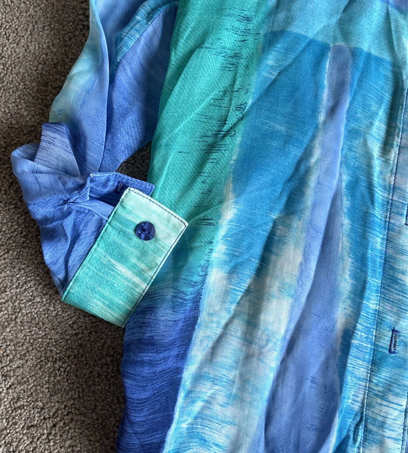SEA SUNS Blue SLEEVELESS DRESS & SHEER Variation blues COVER UP Size L Made USA