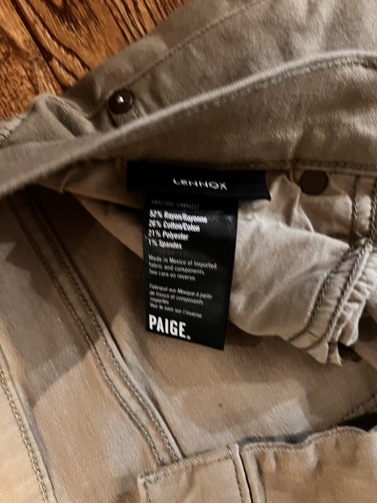 PAIGE Transcend Denim Lennox Men’s Slim Beige Jeans Khakis Stretch Taper Resort