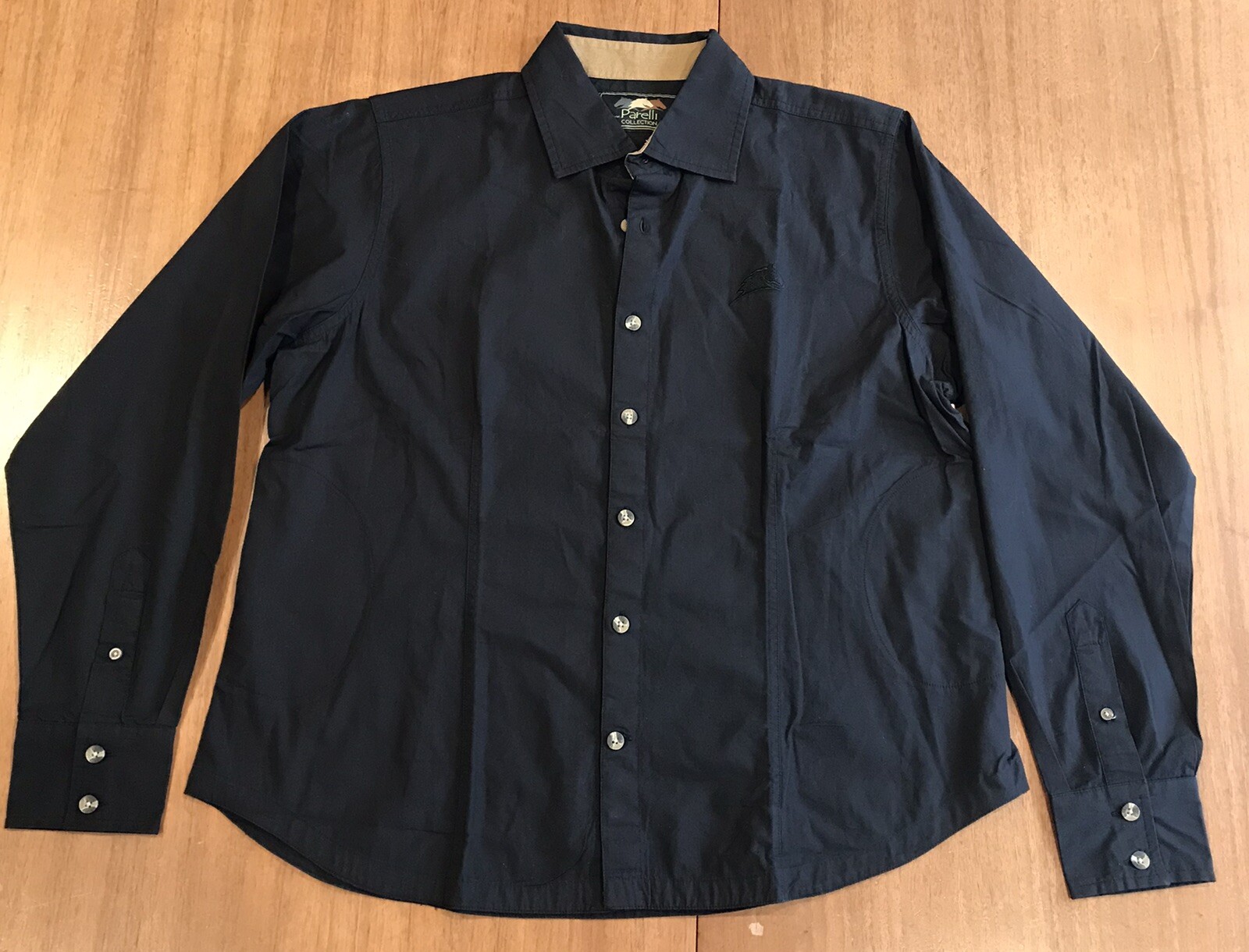 Parelli Shirt Mens XL Black Long Sleeve Button Up Collection Logo Zipper Pockets