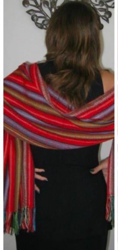 Alpaca Wool Scarf Shawl Handmade Colorful Pashmina Natural fibers /No synthetics