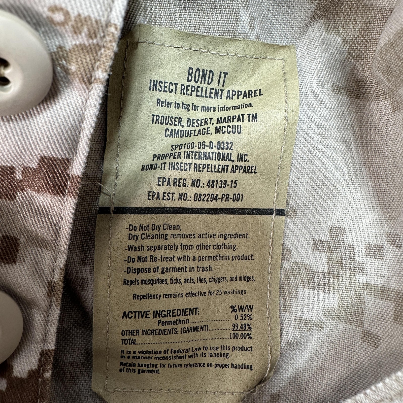 Propper Desert MARPAT Camo Pants Mens Small Regular Cargo Marines Trousers USMC