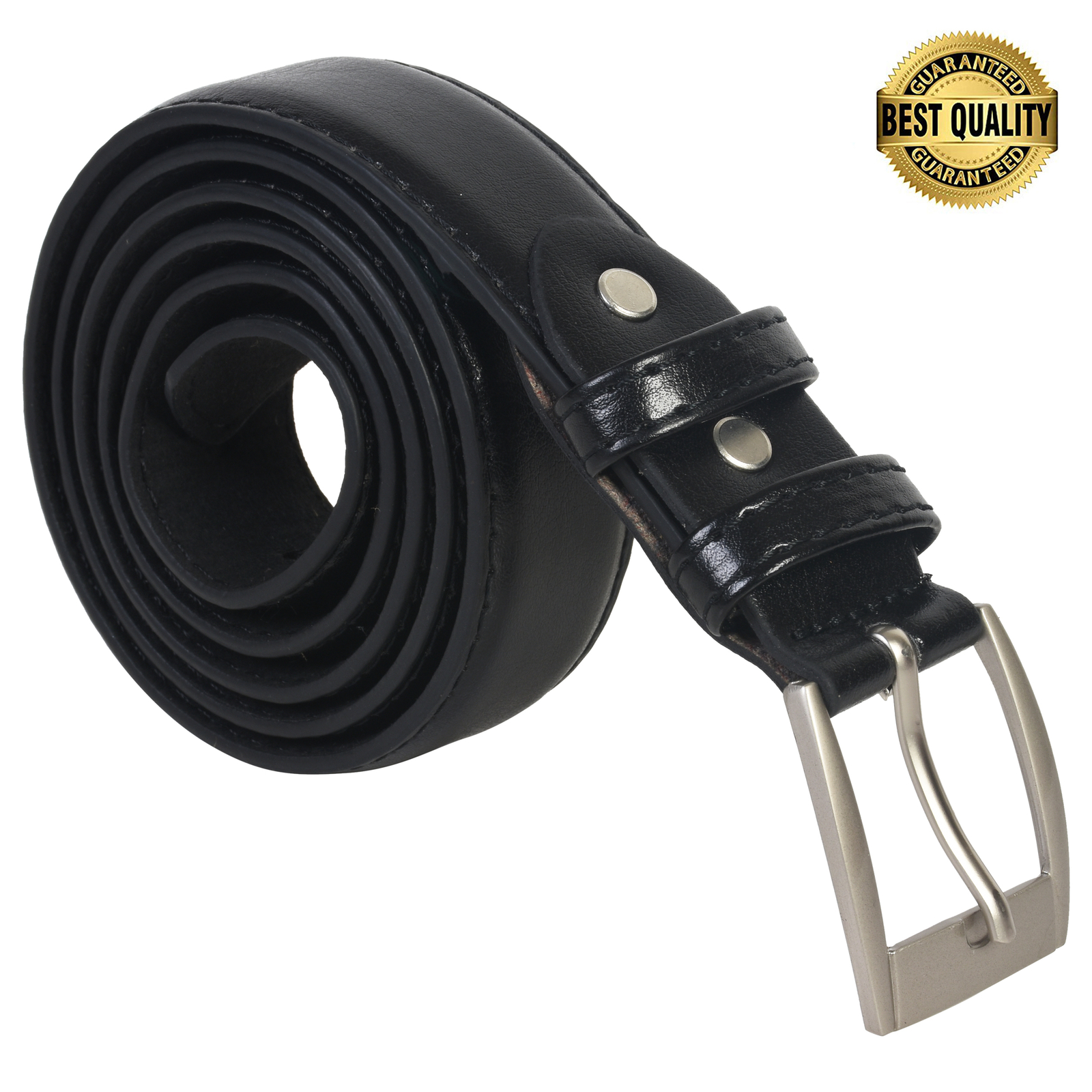 Leatherboss Genuine Leather Men Dress Belts Set of 2 (Black & Brown)