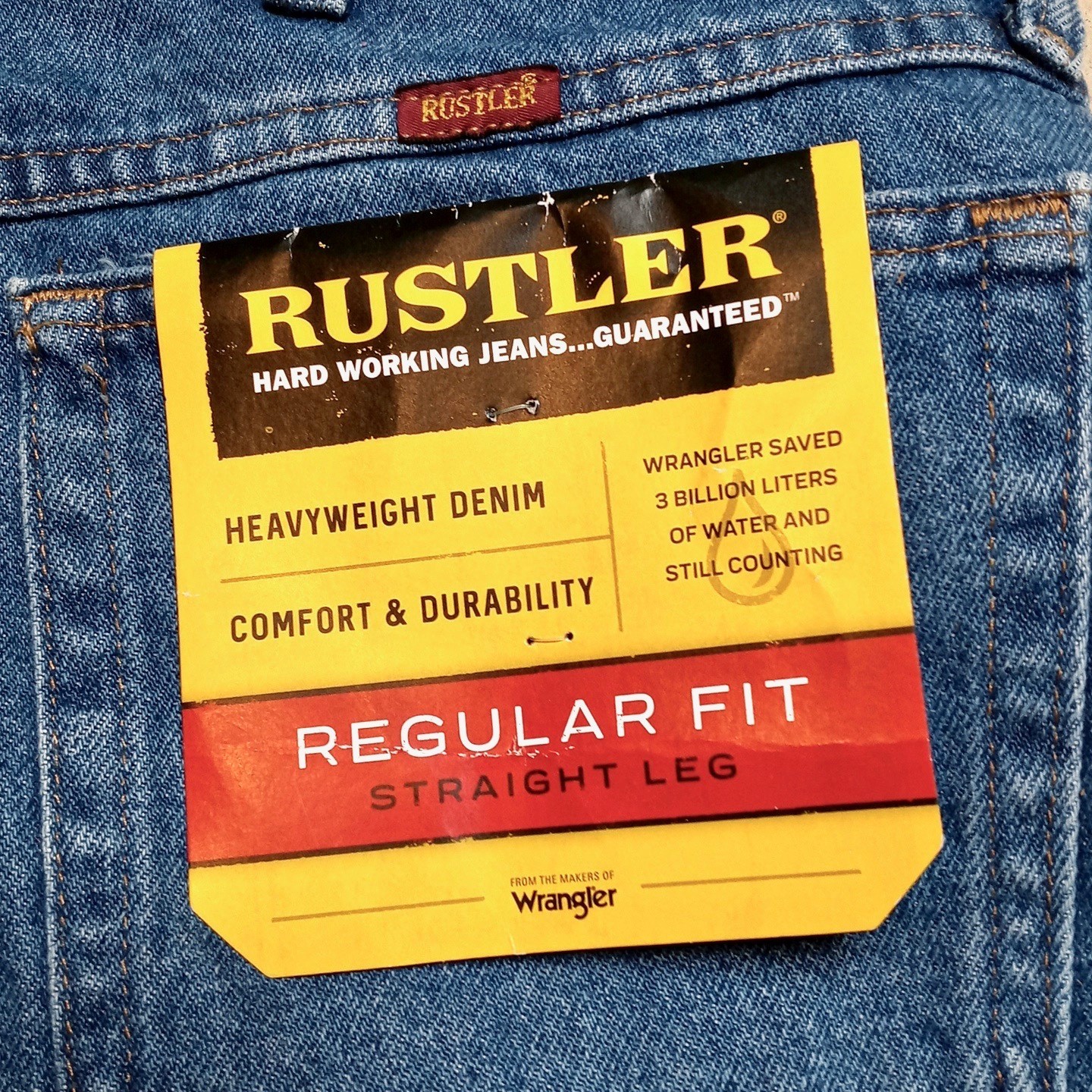 NEW Rustler by Wrangler Size 36×30 Classic Regular Fit Straight Leg Jeans NWT