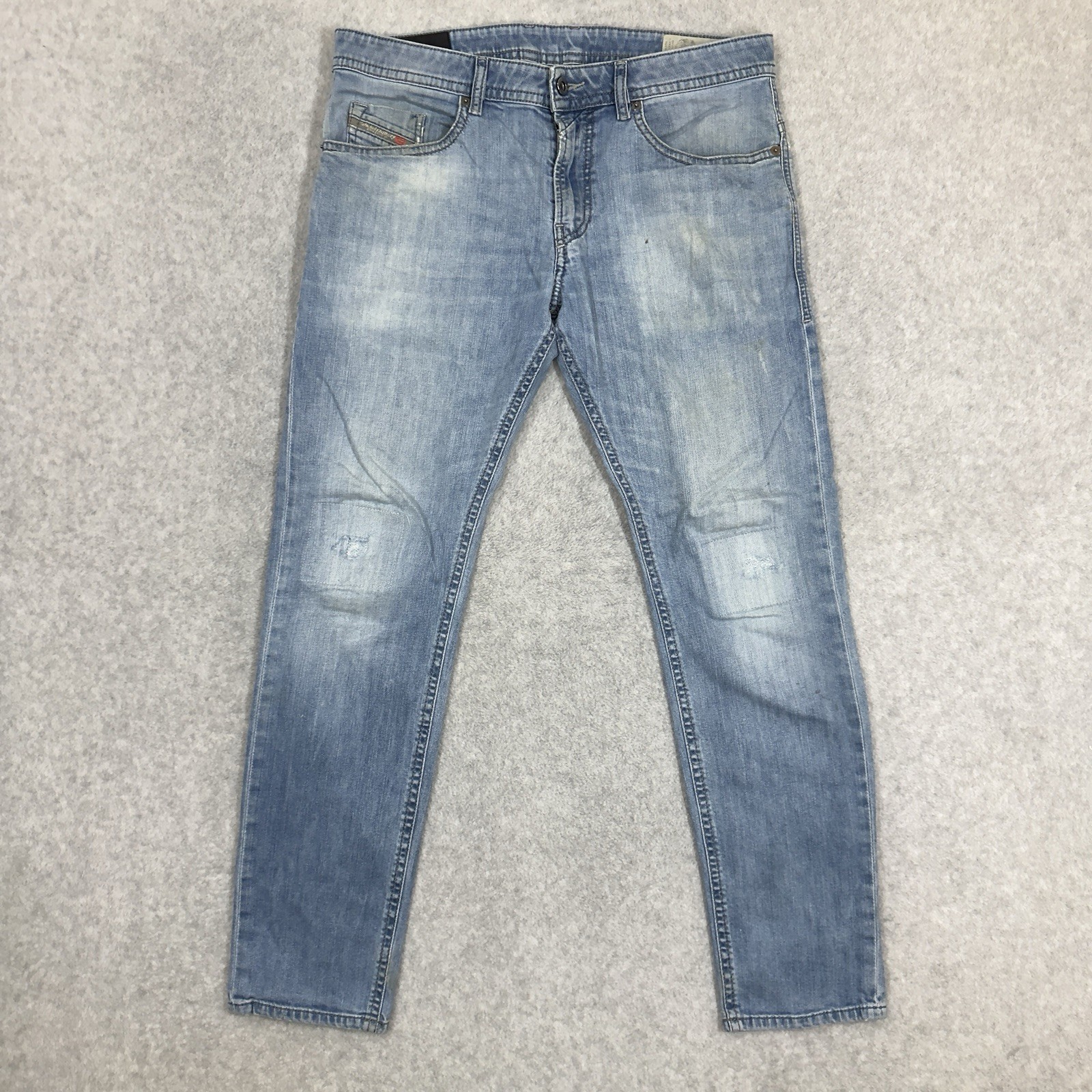 Diesel Jeans Men 32×30 Blue Thommer Slim Skinny Fit Stretch Denim Thrashed 084ON