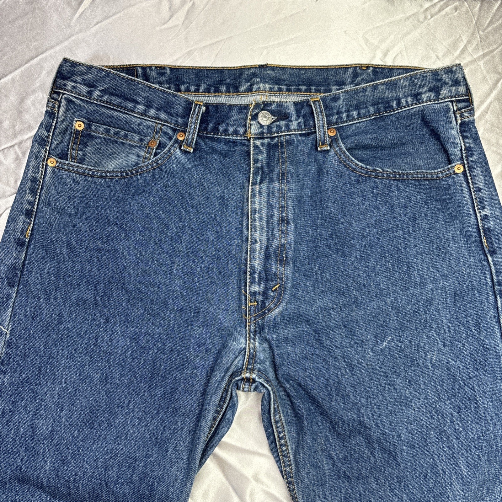 Levi’s 505 Regular Fit Men’s Blue Jeans Dark Wash Sz 38×29 Straight Leg