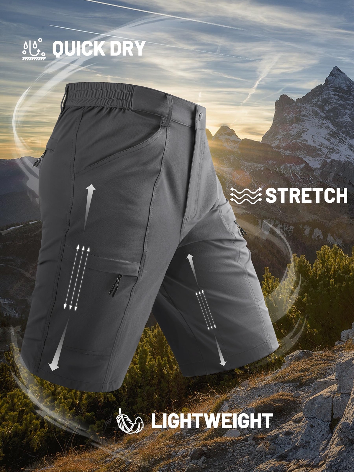 Men’s Casual Shorts Outdoor Hiking Fishing 5 Pockets Quick Dry Golf Sport Shorts