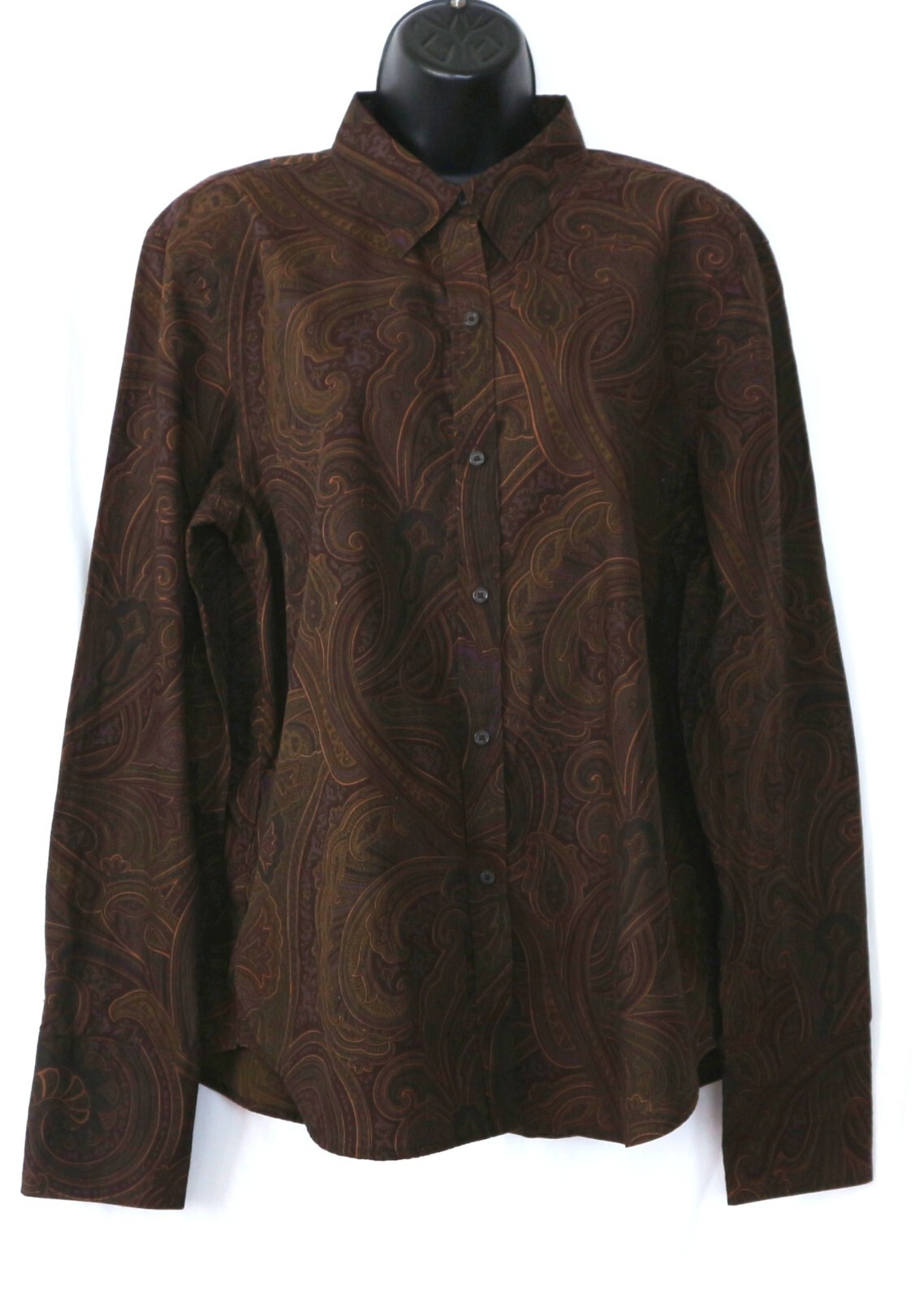 CHAPS Brown Paisley Print Blse 46 In Chest 27.5 In Lng Sz XL EXC
