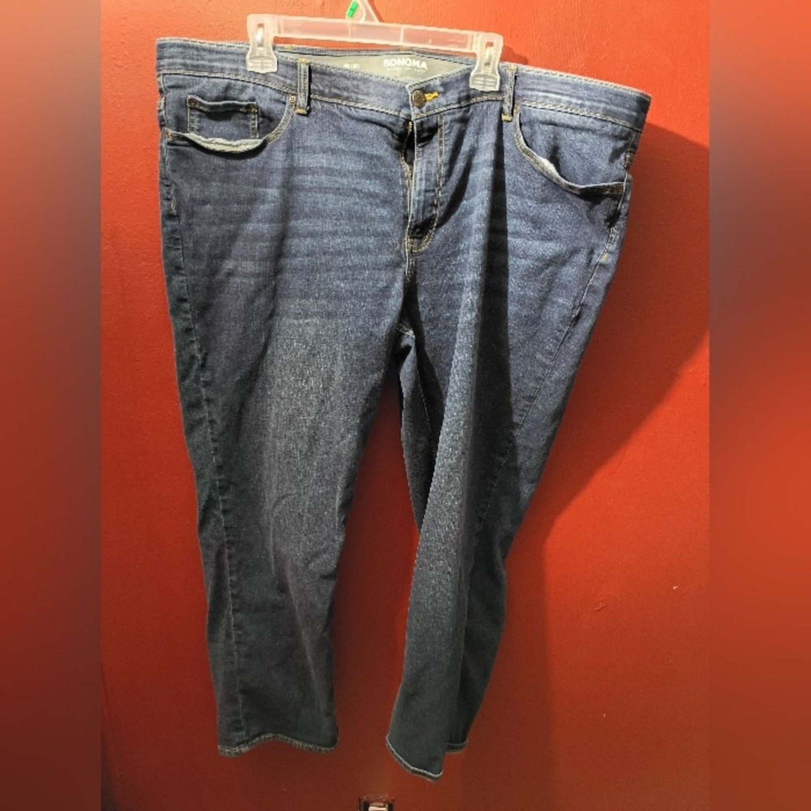 Sonoma Goods For Life 50×30 Dark Wash Straight Leg Mens Pants Flexwear